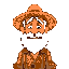 a portrait of a man in a straw hat, with a shaggy white beard,  missing teeth. his face seems suspicious. ega color scheme, oregon trail style
