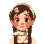 a churchgoing young pioneer girl, about 17 years old. she has a white bandana tied below her jaw and then up over her head, due to a toothache.