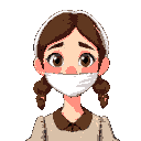 a churchgoing young pioneer girl, about 17 years old. she seems calm, despite the white cloth tying her jaw shut.