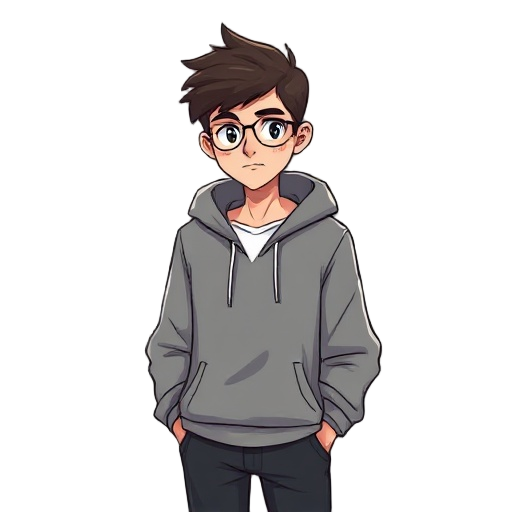 ok then my charector is a college guy wearing like a minimal hoody and he is mute he looks like a good and chill guy but something about him seems like he had troubles in his past but shrugs it off 