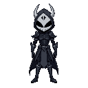 crie um personagem  principal estilo hollow knight mas sem a mascara na cabeca 
