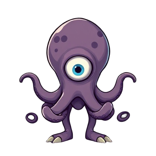 scary monster octopus one eye
