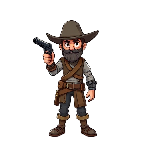 um personagem pistoleiro para um jogo de velho oeste 