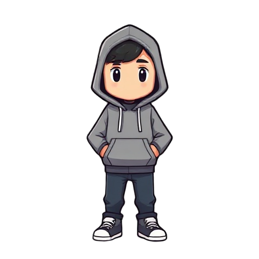 pixel character with hoodie with hand out