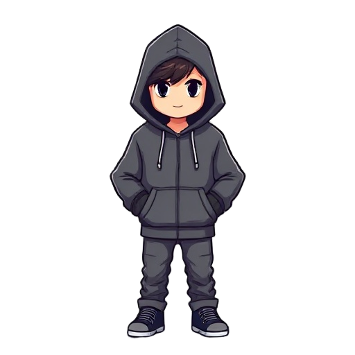 pixel character with hoodie jacket 