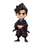 a sword man with black hair and kimono