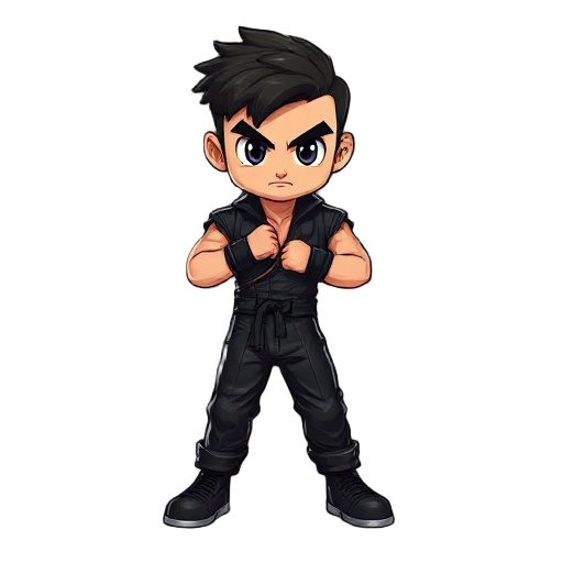 fighter in black leather