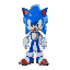 sonic character with a new and very powerful power and glows in blue