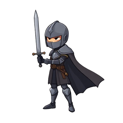 knight holding a sword, side view , dark style