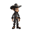 cow boy, old boots, black cowboy hat, old black capuchin, looking right, high quality