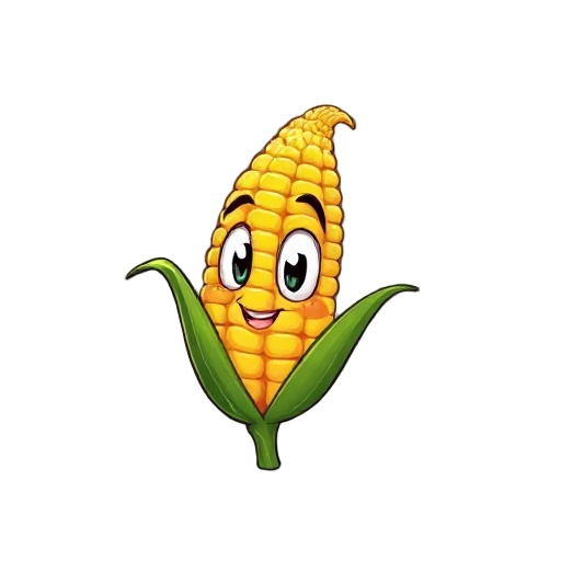 a corn with 2 eyes is tilting his head