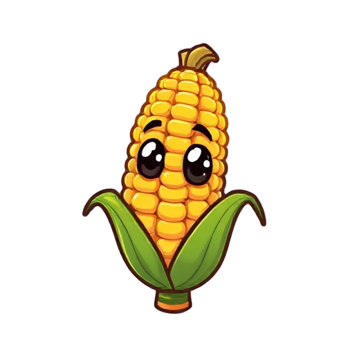 a pixel corn with 2 eyes is tilting his head