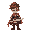 a hero knight, spiky brown hair, bright blue eyes and fair skin. he would wear a blue-green tunic with gold details, brown pants, leather boots and a flowing red cape. he would carry a silver sword in