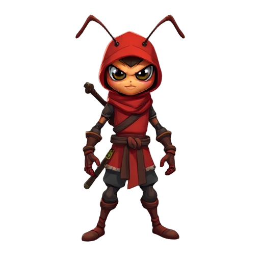 ninja ant warrior with red clothing 