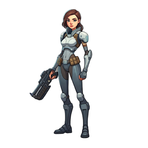 sci fi girl with gun