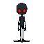 ghostly black skinny character with red glowing eyes