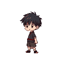 kid standing in side-scroll, black hair