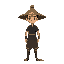 a man in a black-clad straw hat set in the universe of the last airbender