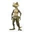 anthropomorphic male lizard wearing skimpy lewd clothes, thick thighs and wide hips,