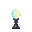 glowing crystal orb on a metal stand, castle setting