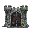 medieval stone castle gate with chains and moss