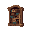 small medieval bookshelf with books and scrolls