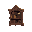small medieval bookshelf with books and scrolls