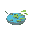 small pond with frog and lily pads