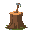 axe stuck in tree stump