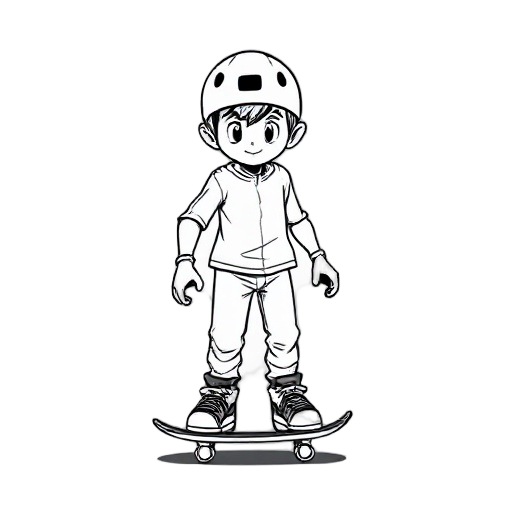 black and white skater etched