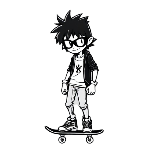 black and white skater etched punk