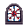stained glass window with simple red and blue pattern