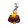 small forge with glowing coals and smoke