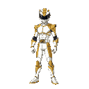 power ranger like full body character, space sci-fi, white and gold suit, manga-anime style, minimalist design, mega-man proportions.