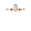 generate a pixel art of people seeing airplan droping from sky
