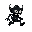 make a dark monster using only the color black for its body and white for his eyes, the monster must be a small goblin in position for running