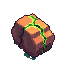 a stone racoon, with glowing green cracks