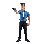 side viewed office man with blue polo black pants  npc pointing a gun npc character