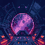 the interior of a big spaceship with the galaxy backwards