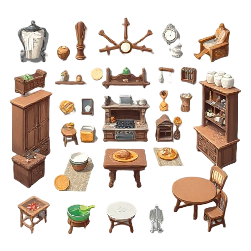 furniture and kitchen props from a beautiful late 17th century house