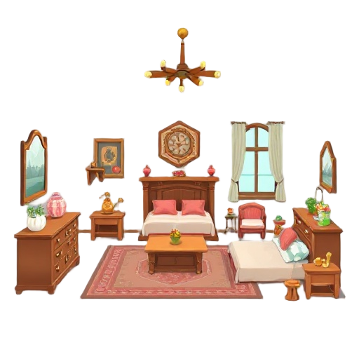 furniture and props from the master bedroom and children's bedroom of a beautiful late 17th century house