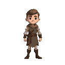 personagem sem roupa da era medieval, humanizado, sem pelos, corpo definido