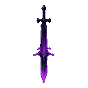 design an otherworldly void sword with a sleek black blade that gradually fades into deep purple at its edges. the blade should emit wispy purple energy trails and have tiny star-like sparkles embedde