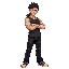 sweetshirt wearing young fighter men long hair black jean, ıdle pose for the add game