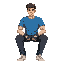 18 year old men blue seatshirt medium heigh and fit body black jean white shoe fighter men