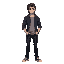 sweetshirt wearing young men long hair black jean, ıdle pose 