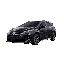 profile view of a black toyota car, with sleek and shiny details visible. the car is parked or moving on an urban street, illuminated by streetlights, creating reflections on its surface.