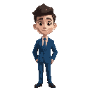a handsome young man with light skin and short perfectly styled dark brown hair wearing a snug fitting blue suit