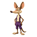 rubberhose styled, 2000s fable, jerboa, purple pants and suspenders, long snout, classic disney, fredmoore