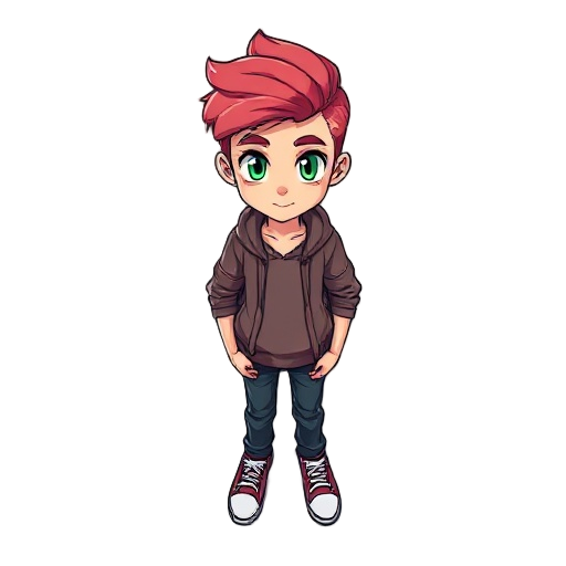 crie um jovem de 13 anos com cabelo rosa e olhos verde deixe um estilo atraente e fofo